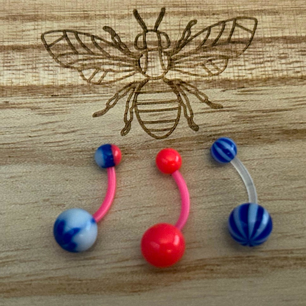 ❤️2 for $10 PRICE DROP Set of FLEXIBLE Belly Rings- pink blue white body jewelry